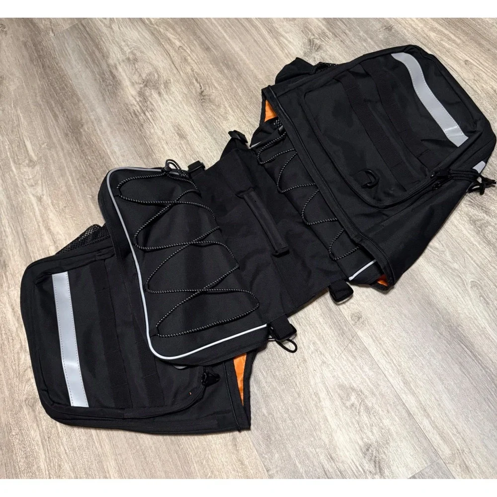 Tactical Motorcycle Tail Bag Black Reflective Cargo Luggage Touring‎ Utility Bag